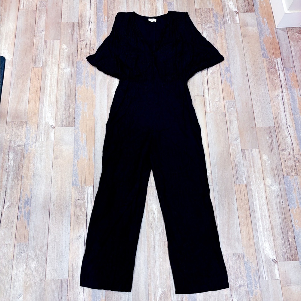 LPA – Navy animal print wide-leg jumpsuit | Textured sleeveless one-piece *‎